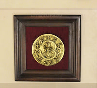 Brass Dasavathar Plate In Wooden Frame