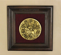 Brass Durga Plate In Wooden Frame