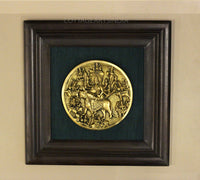 Brass Durga Plate In Wooden Frame