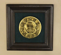 Brass Dasavathar Plate In Wooden Frame