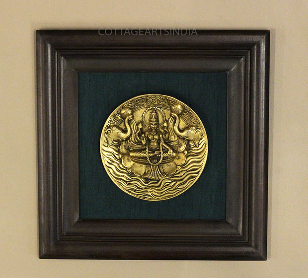 Brass Ashtalaxmi Plate In Wooden Frame