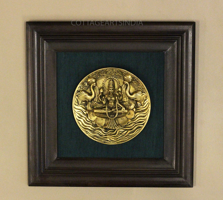 Brass Ashtalaxmi Plate In Wooden Frame