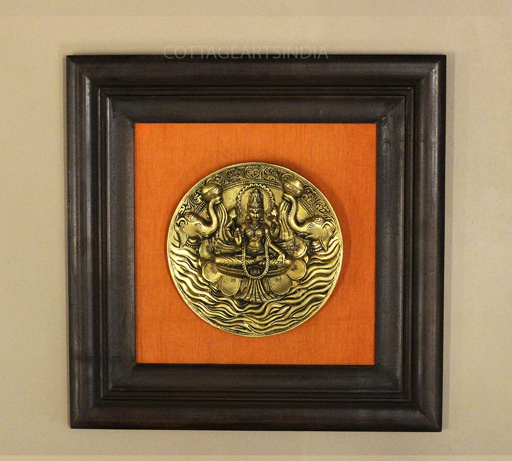 Brass Ashtalaxmi Plate In Wooden Frame