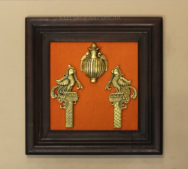Brass Decor In Wooden Frame