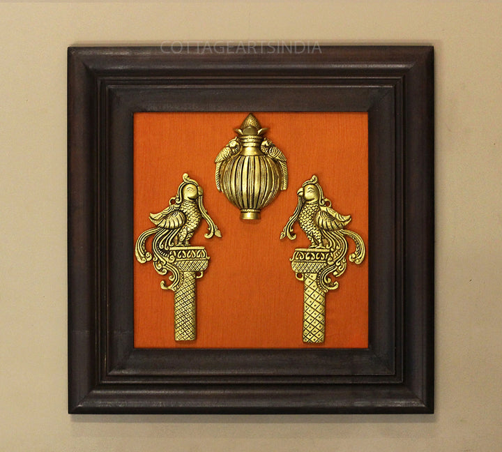 Brass Decor In Wooden Frame