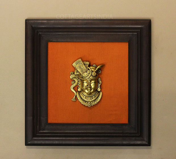 Brass Shreenathji In Wooden Frame