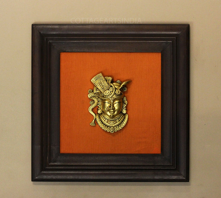 Brass Shreenathji In Wooden Frame