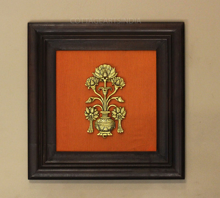 Brass Flower Decor In Wooden Frame