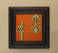 Brass Decor Flower In Wooden Frame