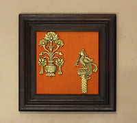 Brass Decor Flower In Wooden Frame