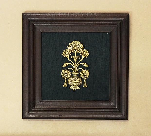 Brass Flower Decor In Wooden Frame