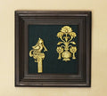 Brass Decor Flower In Wooden Frame