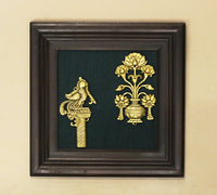 Brass Decor Flower In Wooden Frame