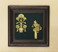 Brass Decor Flower In Wooden Frame