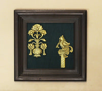 Brass Decor Flower In Wooden Frame