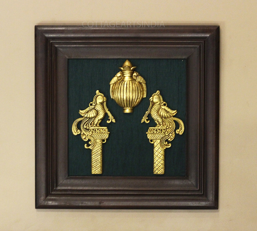 Brass Decor In Wooden Frame