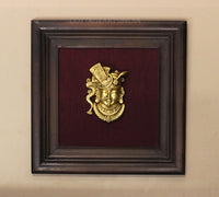 Brass Shreenathji In Wooden Frame