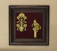 Brass Decor Flower In Wooden Frame