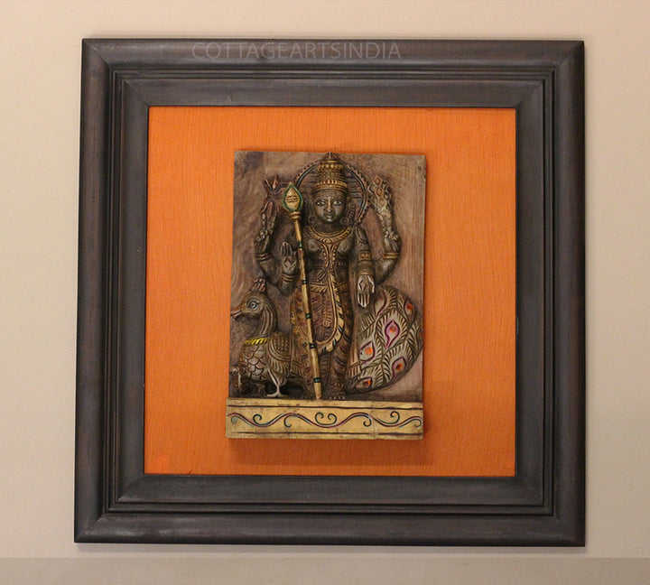 Wooden Lord Murugan In Frame