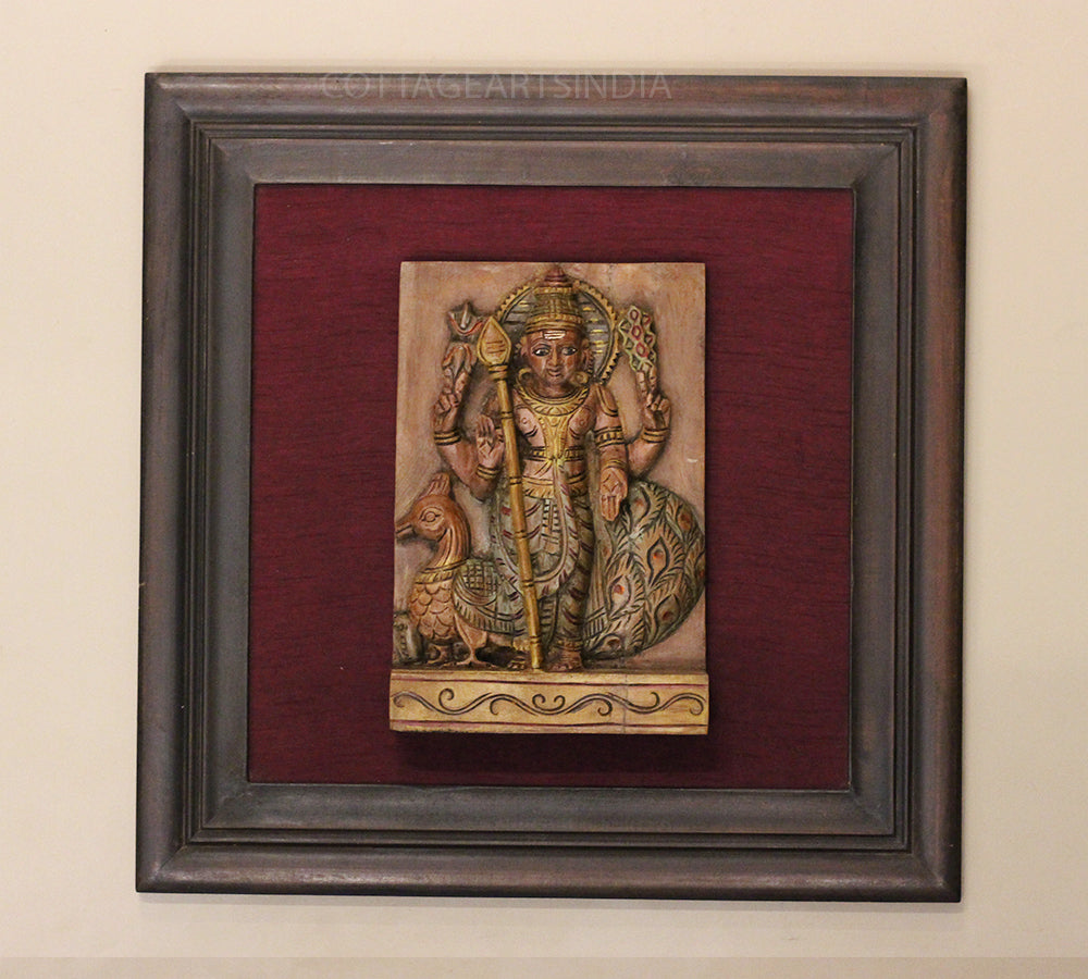 Wooden Lord Murugan In Frame