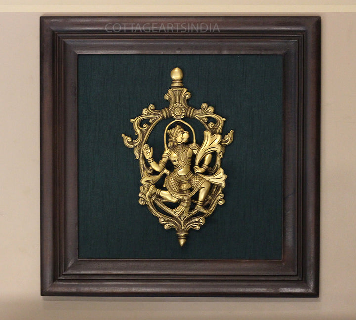 Brass Hanuman In Wooden Frame