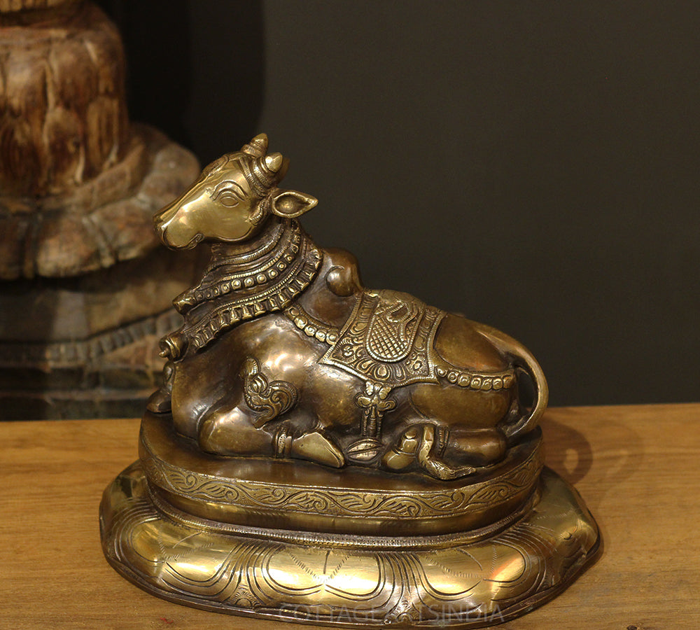 Brass Nandi On Lotus Stand