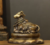 Brass Nandi On Lotus Stand