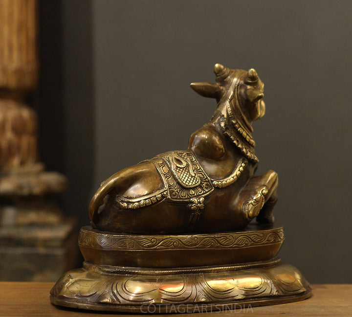 Brass Nandi On Lotus Stand