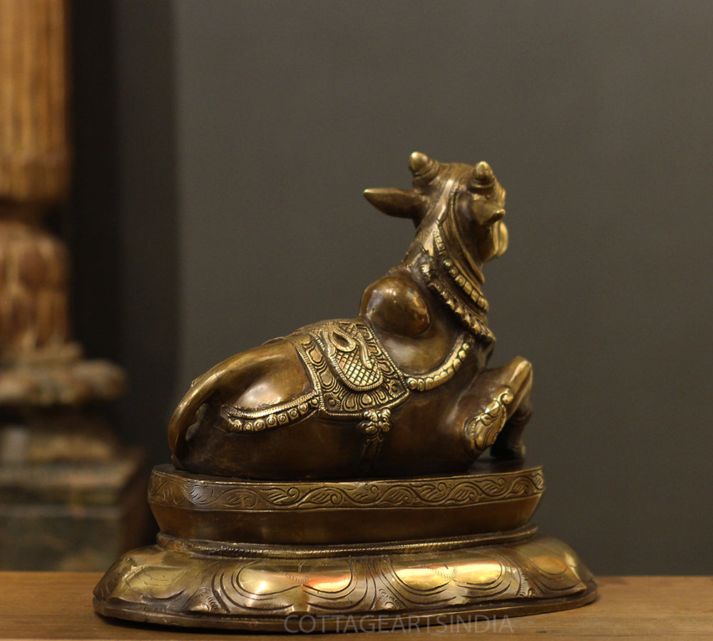Brass Nandi On Lotus Stand