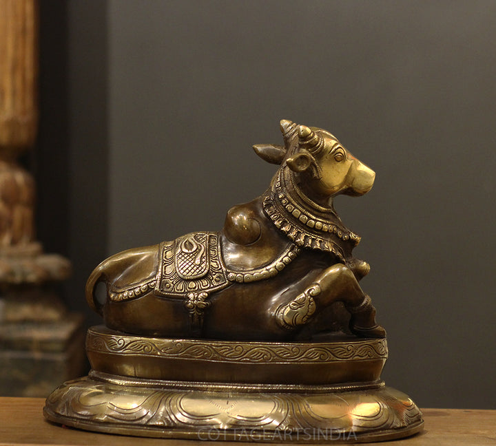 Brass Nandi On Lotus Stand