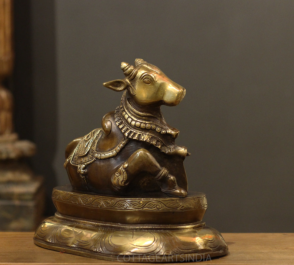 Brass Nandi On Lotus Stand