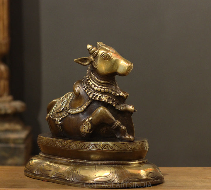 Brass Nandi On Lotus Stand