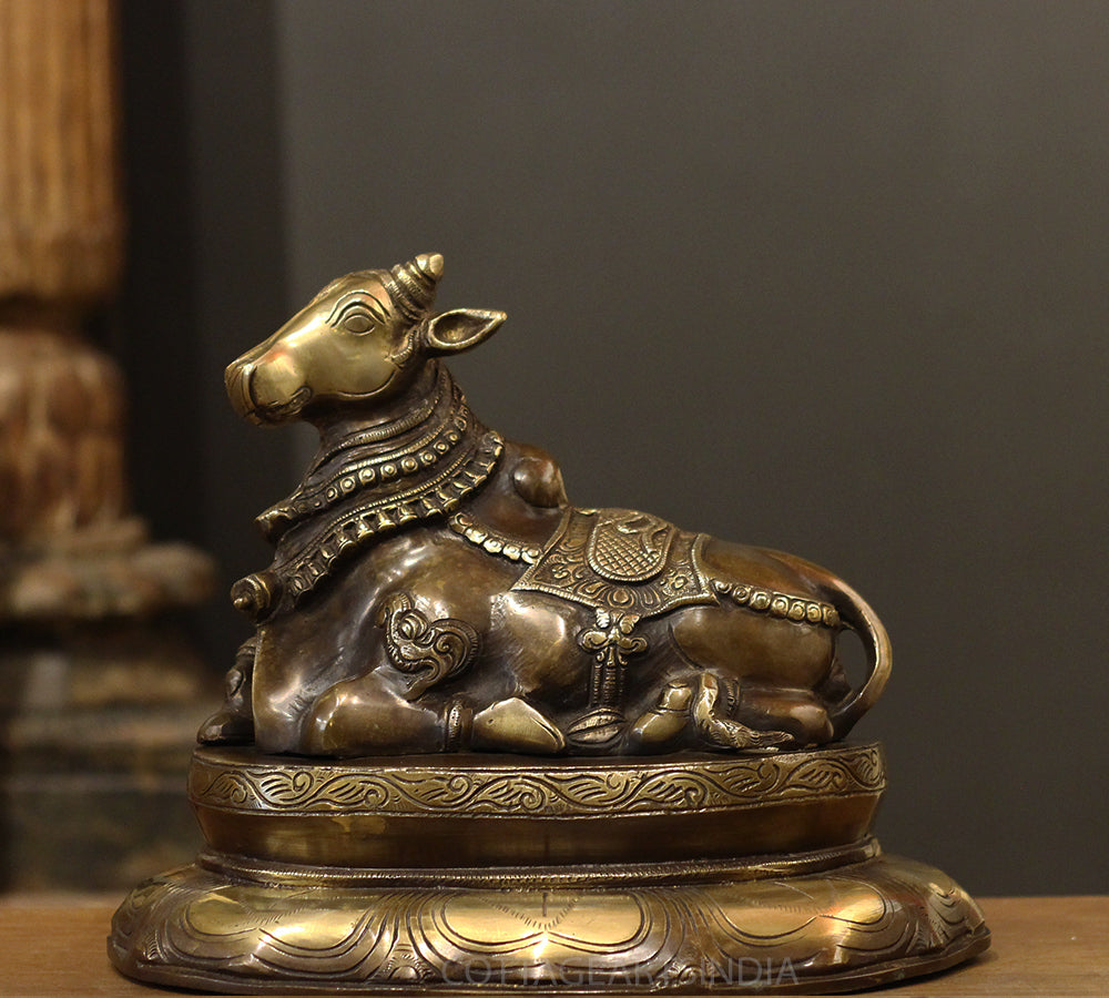 Brass Nandi On Lotus Stand