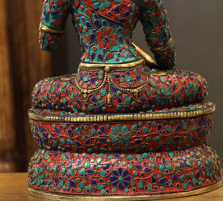 Brass Saraswati StoneInlay 22" -One Of Its Kind