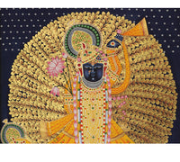 Hand-Painted Shrinathji Pichwai Painting | Golden Kadamba Tree Nathdwara Art