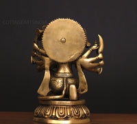 Brass Panchamukhi Hanuman Idol 10"