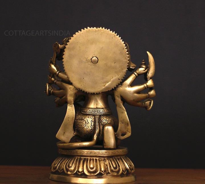 Brass Panchamukhi Hanuman Idol 10"