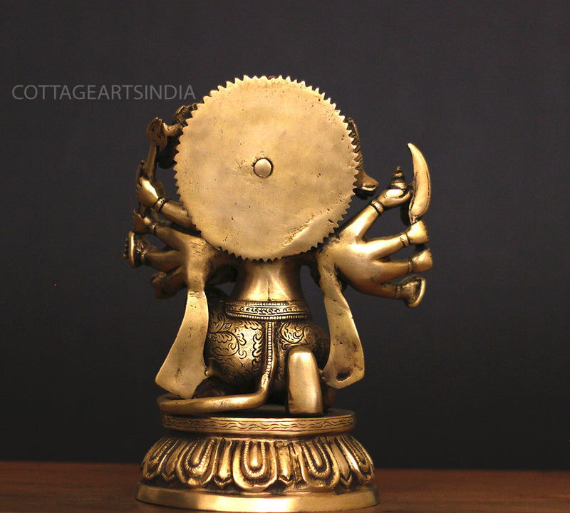 Brass Panchamukhi Hanuman Idol 10"