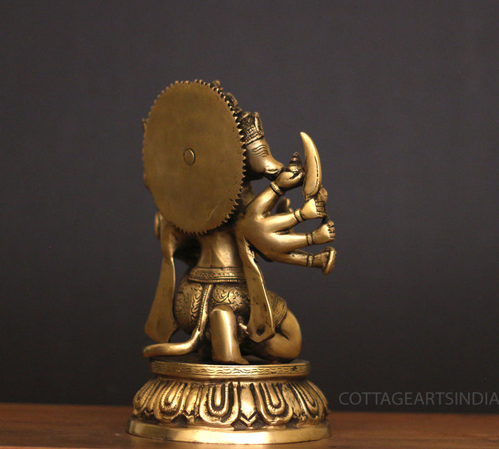Brass Panchamukhi Hanuman Idol 10"