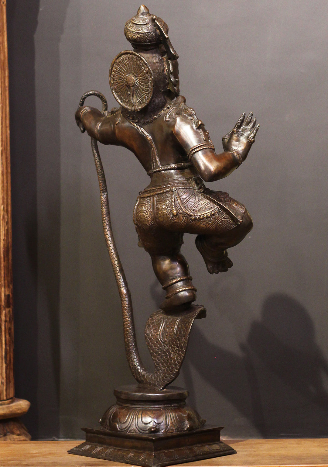 Brass Krishna On Serpent - Kaliyadaman Posture 35"