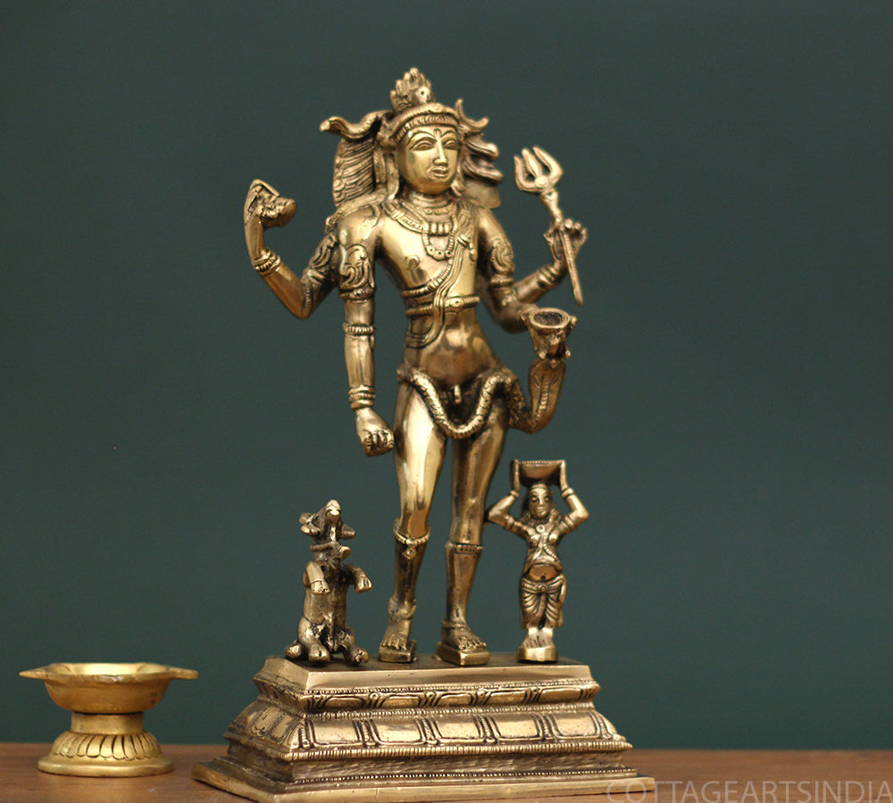 Brass Idol of Shiva  Bhikshatana 11"