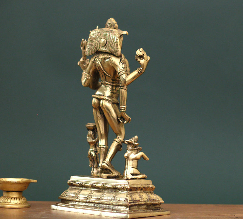 Brass Idol of Shiva  Bhikshatana 11"