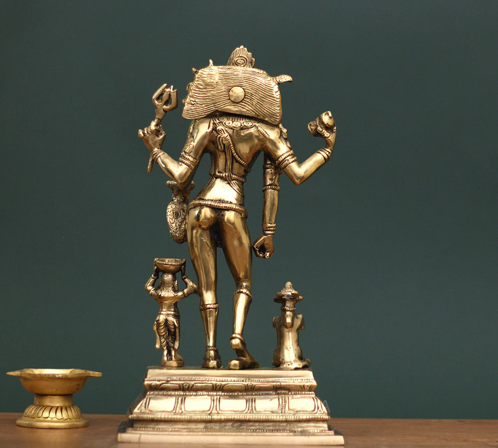 Brass Idol of Shiva  Bhikshatana 11"