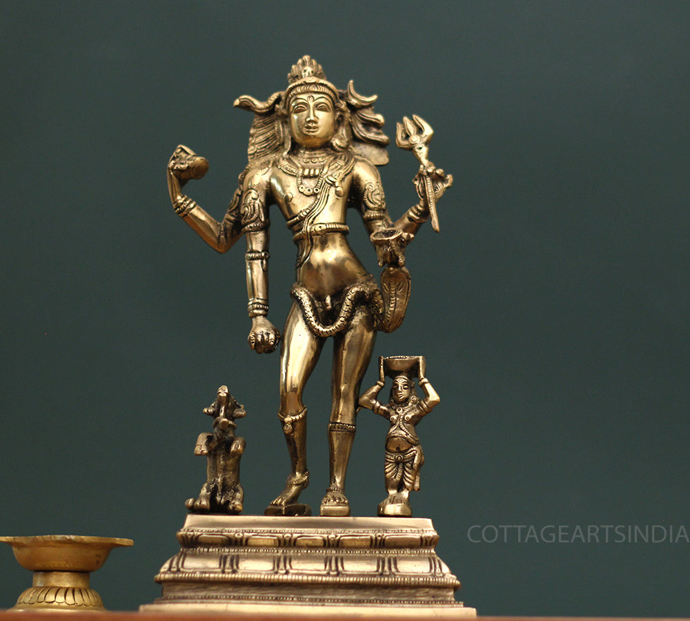 Brass Idol of Shiva  Bhikshatana 11"
