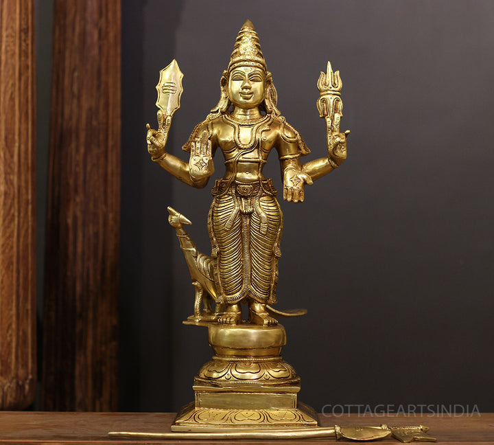 Brass Idol of Lord Murugan 21"