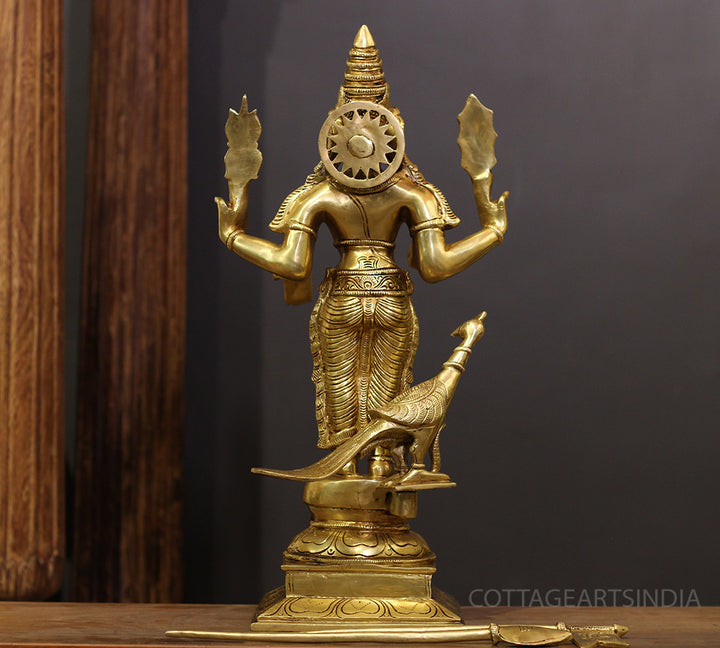 Brass Idol of Lord Murugan 21"