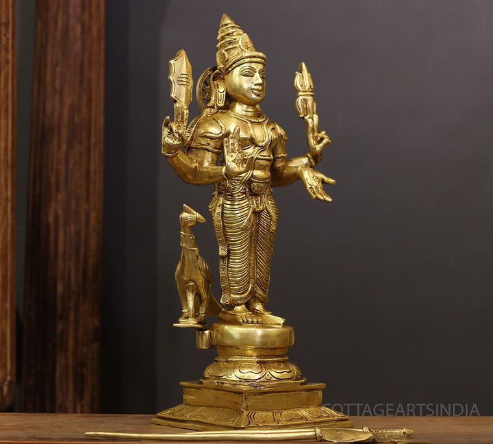 Brass Idol of Lord Murugan 21"