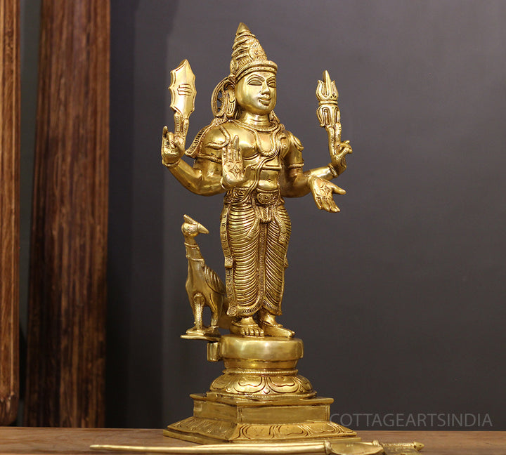 Brass Idol of Lord Murugan 21"