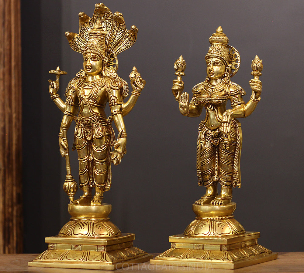 Brass Narayana /Vishnu Laxmi Standing 18"