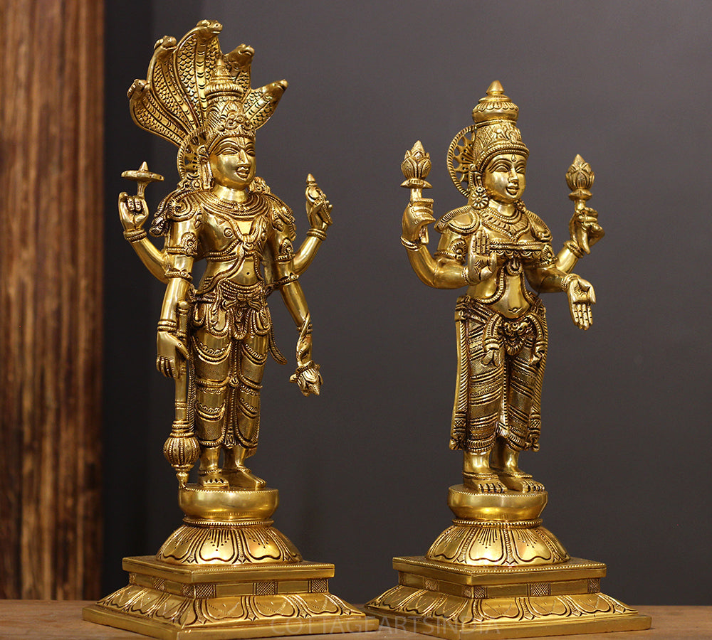 Brass Narayana /Vishnu Laxmi Standing 18"